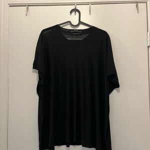 All Saints Jet Black Oversized Short Sleeve Top